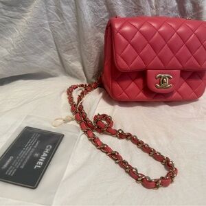 CHANEL Hot Pink Quilted Lambskin Classic Crossbody